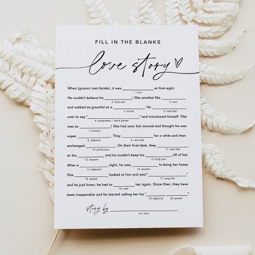 EVERLEIGH Bridal Shower Libs Fill in the Blanks Invitation