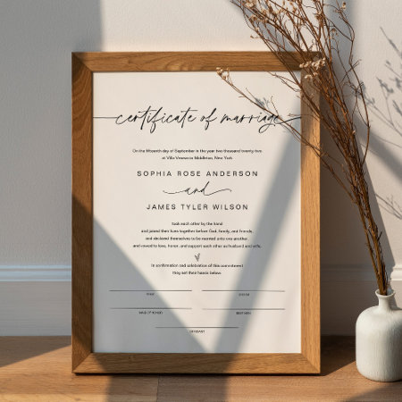 Everleigh Certificate Of Marriage 11x14 Poster