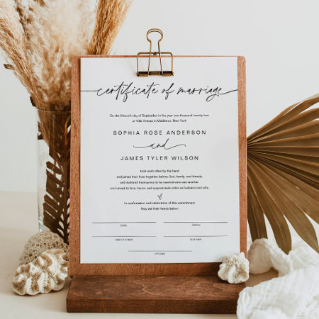 Everleigh Certificate Of Marriage 8.5x11 Poster