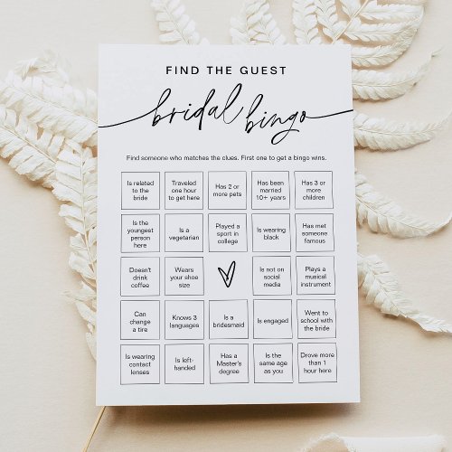 EVERLEIGH Find the Guest Bridal Shower Bingo Game  Invitation