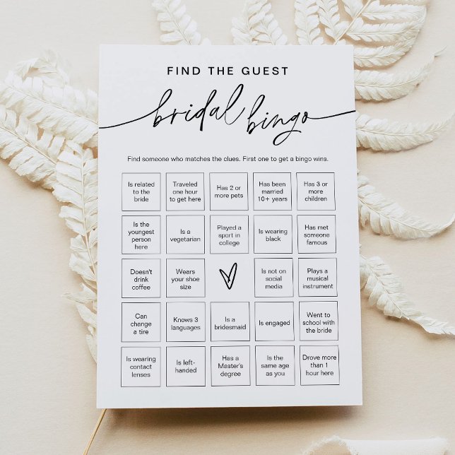 EVERLEIGH Find the Guest Bridal Shower Bingo Game  Invitation (Creator Uploaded)