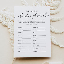 EVERLEIGH Finish the Bride's Phrase Bridal Game Invitation