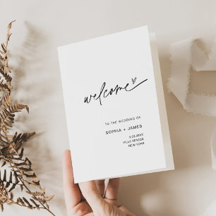 EVERLEIGH Folded Wedding Program, Order of Service Letterpress Thank You Card