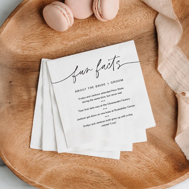 EVERLEIGH Fun Facts About Bride & Groom (set 50) Napkins (Creator Uploaded)