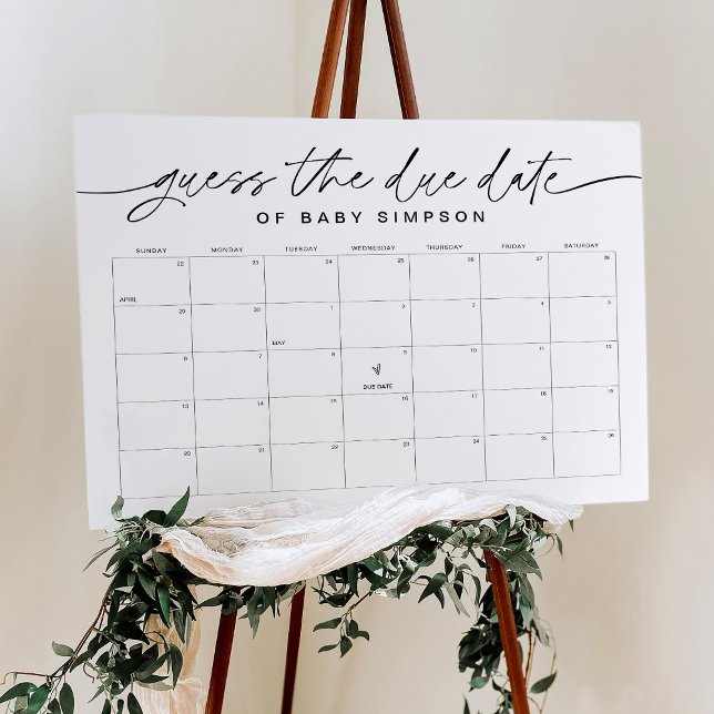 EVERLEIGH Guess Due Date Baby Shower Game 18x24 Foam Board (Creator Uploaded)