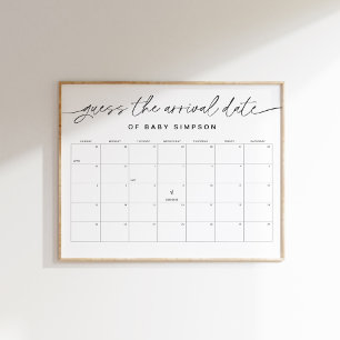 EVERLEIGH Guess the Arrival Date Baby Shower 16x20 Poster