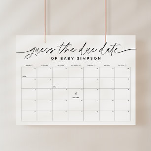 EVERLEIGH Guess the Due Date Baby Shower 16x20 Poster