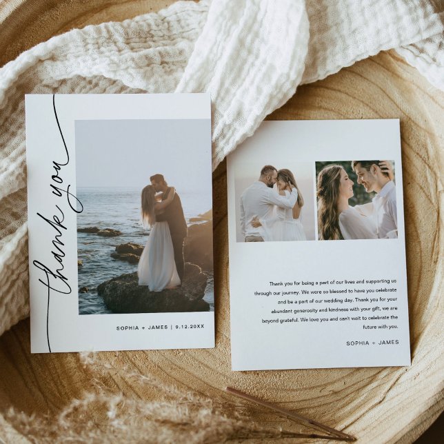 EVERLEIGH Minimalist Photo Wedding Thank You Card (Creator Uploaded)