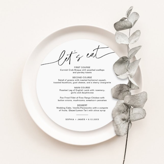 EVERLEIGH Minimalist Round Wedding Dinner Menu Invitation (Creator Uploaded)