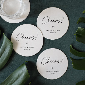 EVERLEIGH Minimalist Wedding Cheers Round Coaster
