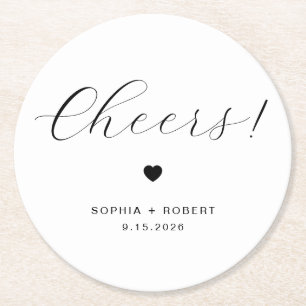 EVERLEIGH Minimalist Wedding Cheers Round Paper Coaster