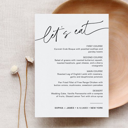 EVERLEIGH Minimalist Wedding Dinner Menu Card