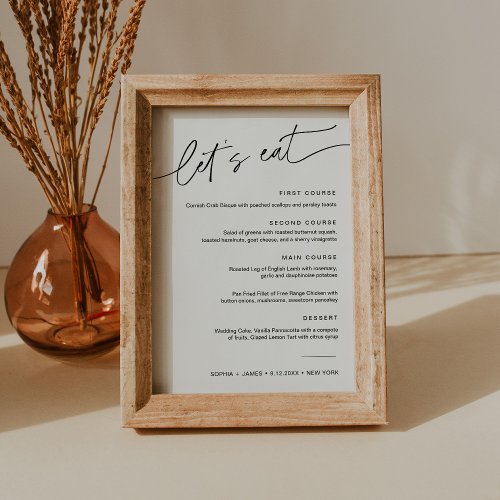 EVERLEIGH Minimalist Wedding Dinner Menu Card