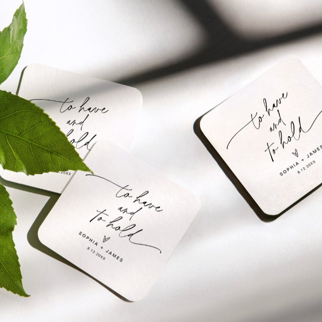 EVERLEIGH Minimalist Wedding Square Coaster (Creator Uploaded)