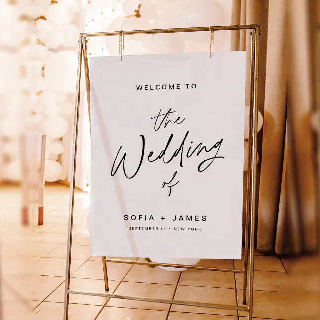 EVERLEIGH Minimalist Wedding Welcome 18x24 Foam Board | Zazzle