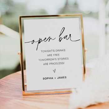 Everleigh Open Bar Wedding Sign by MintyPaperie at Zazzle