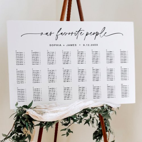 EVERLEIGH Our Favorite People Seating Chart 24x36 Foam Board