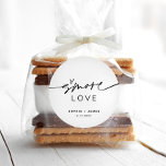 EVERLEIGH S'more Love Favor 1.5" Small Sticker<br><div class="desc">Everleigh Collection - a stunning and minimalist collection that features a modern calligraphy font that is both chic and stylish. This collection offers a timeless and elegant design that is perfect for any event, from weddings to baby showers and everything in between. Embrace the elegance and sophistication of the Everleigh...</div>