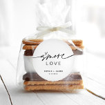 EVERLEIGH S'more Love Favor 3" Round Sticker<br><div class="desc">Everleigh Collection - a stunning and minimalist collection that features a modern calligraphy font that is both chic and stylish. This collection offers a timeless and elegant design that is perfect for any event, from weddings to baby showers and everything in between. Embrace the elegance and sophistication of the Everleigh...</div>