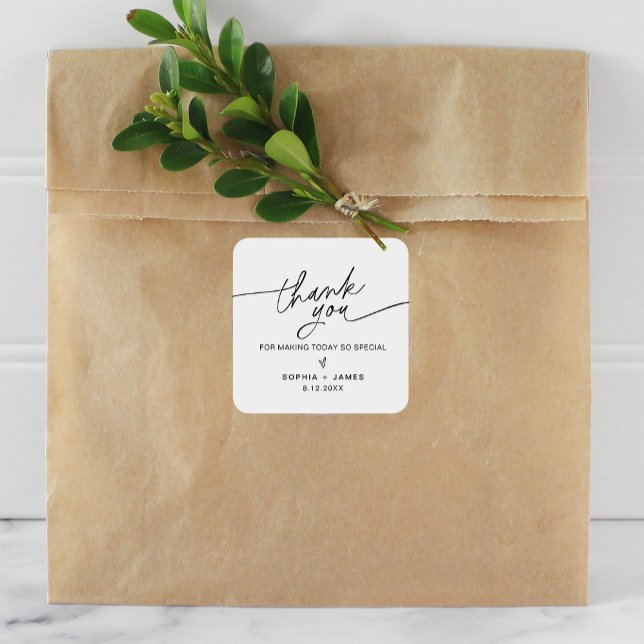 EVERLEIGH Thank You Wedding Favor Square Sticker (Creator Uploaded)