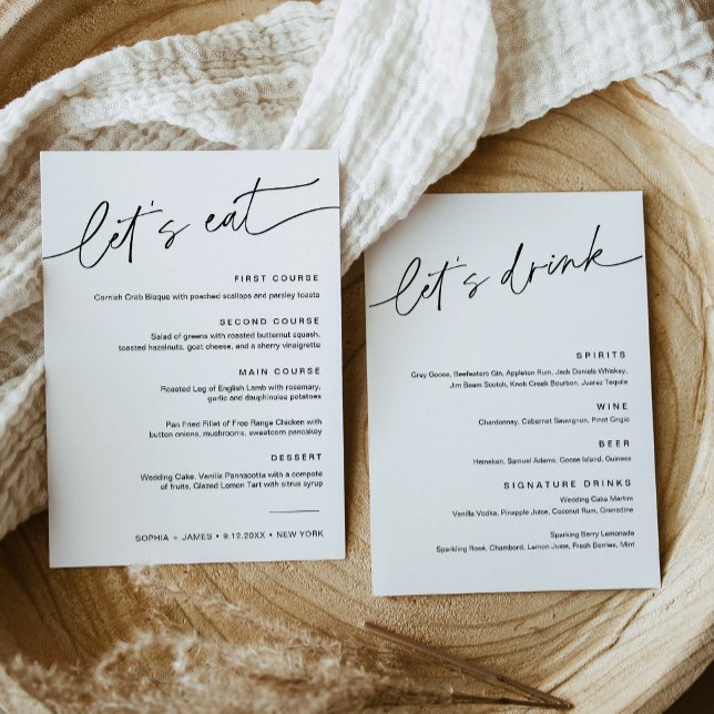 EVERLEIGH Wedding Dinner and Drink Menu Card (Creator Uploaded)