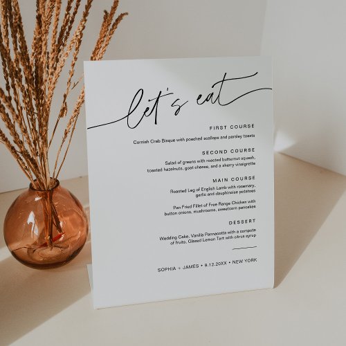 EVERLEIGH Wedding Dinner Menu 8x10 Pedestal Sign