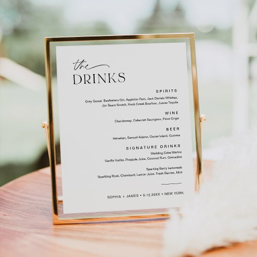 EVERLEIGH Wedding Drink Cocktail Menu Sign