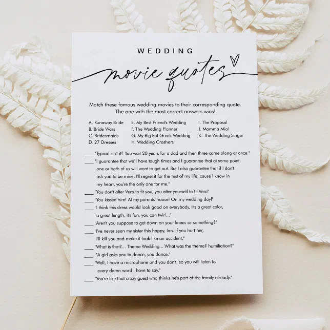 EVERLEIGH Wedding Movie Quotes Bridal Shower Game Invitation Zazzle