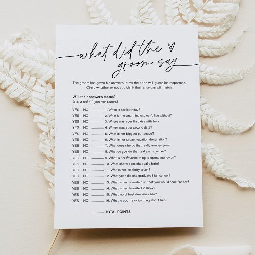 EVERLEIGH What Did The Groom Say Bridal Game Card
