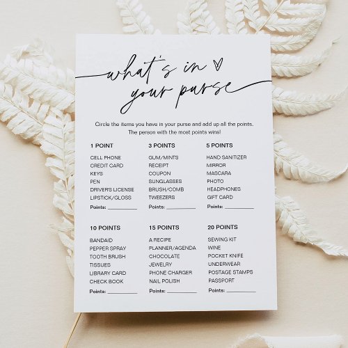 EVERLEIGH Whats In Your Purse Bridal Shower Game Invitation