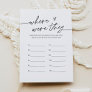 EVERLEIGH Where Were They Bridal Shower Game Card