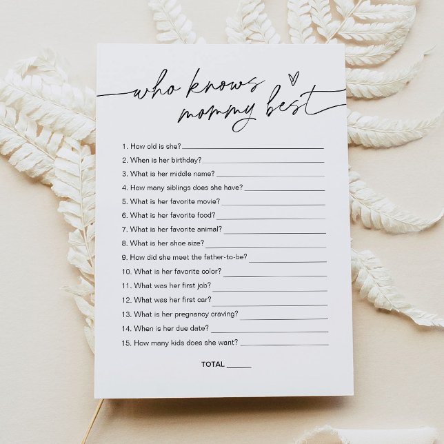 EVERLEIGH Who Knows Mommy Best Baby Shower Game Invitation (Creator Uploaded)