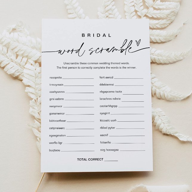 EVERLEIGH Word Scramble Bridal Shower Game Card (Creator Uploaded)