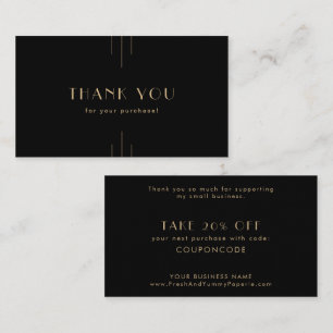 EVERLY Art Deco Black and Gold Business Thank You Discount Card