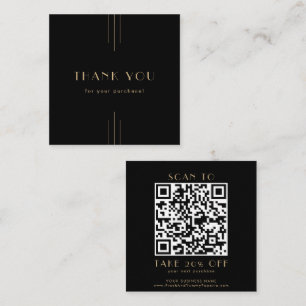 EVERLY Art Deco Black and Gold QR Code Thank You Discount Card