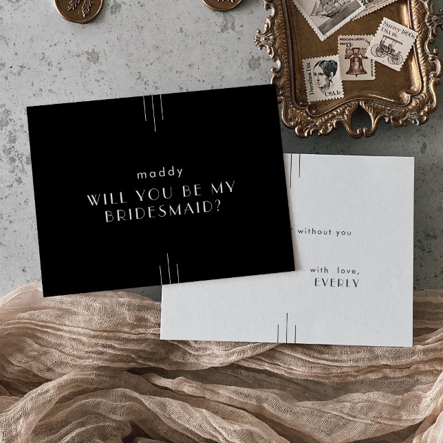 EVERLY Art Deco Black Bridesmaid Proposal Cards (EVERLY Art Deco Black Bridesmaid Proposal Cards)