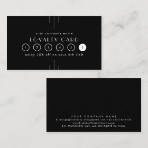 EVERLY Art Deco Black Business Reward 6 Punch Loyalty Card