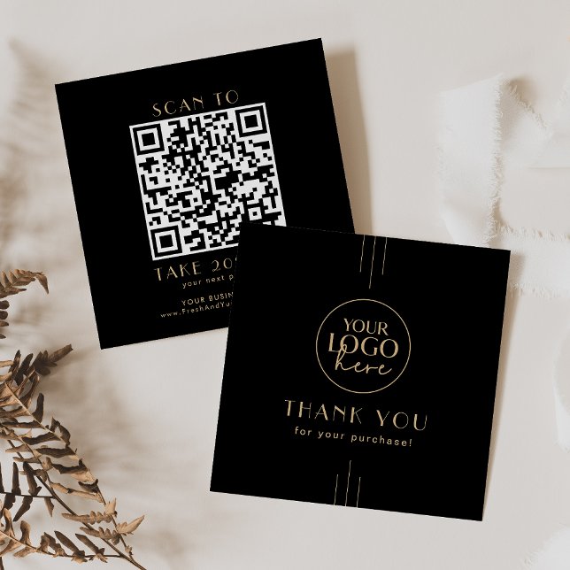 EVERLY Art Deco Black Gold Logo QR Code Thank You Discount Card (EVERLY Art Deco Black Gold Logo QR Code Thank You Discount Card)
