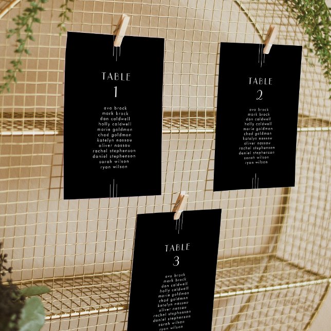 EVERLY Art Deco Black Wedding Seating Chart Cards (EVERLY Art Deco Black Wedding Seating Chart Cards)