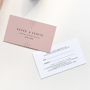 EVERLY Art Deco Blush Pink Refer A Friend Referral Card