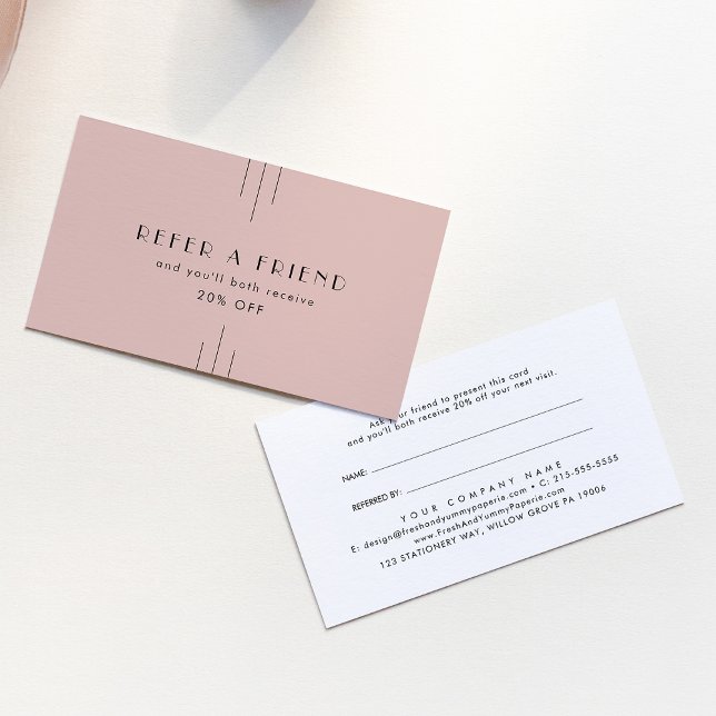 EVERLY Art Deco Blush Pink Refer A Friend Referral Card (EVERLY Art Deco Blush Pink Refer A Friend Referral Card)