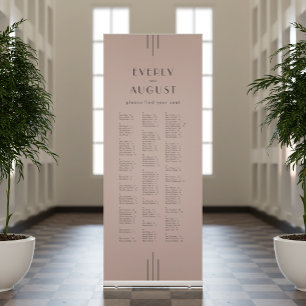 EVERLY Art Deco Blush Pink Wedding Seating Chart Retractable Banner