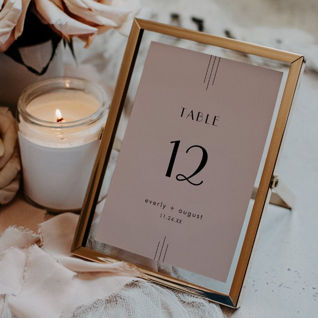 EVERLY Art Deco Blush Pink Wedding Table Numbers (EVERLY Art Deco Blush Pink Wedding Table Numbers)