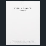EVERLY Art Deco Business Professional Company Letterhead<br><div class="desc">This modern classic business professional company letterhead from the Everly Collection features a minimal layout, subtle art deco lines, monochrome palette, and elegant fonts. It creates an airy, timeless feel. It's perfect for a small business owner, consultant and more. Personalize your headed paper with your name and title, address, phone...</div>