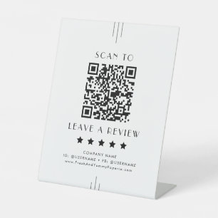 EVERLY Art Deco Business QR Code Leave A Review Pedestal Sign
