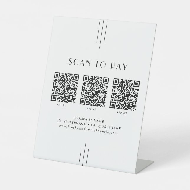 EVERLY Art Deco Business QR Code Scan To Pay Pedestal Sign (Front)