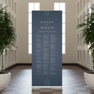 EVERLY Art Deco Navy Blue Wedding Seating Chart Retractable Banner