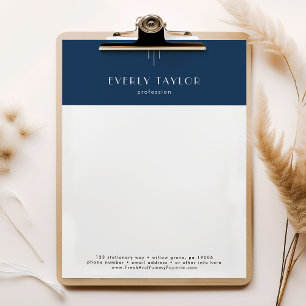 EVERLY Art Deco Navy Business Professional Company Letterhead
