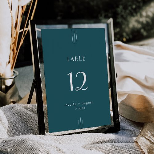 EVERLY Art Deco Peacock Teal Wedding Table Numbers