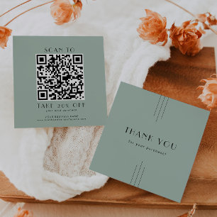 EVERLY Art Deco Sage Business QR Code Thank You Discount Card
